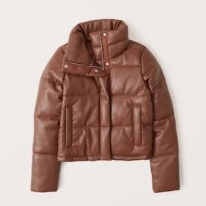 Abercrombie & Fitch Vegan Leather Cropped Mini Puffer Jacket